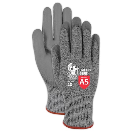 Magid Coated Gloves, Polyurethane, 6 Abrasion Level, Salt & Pepper, 1 PR GPD591-8